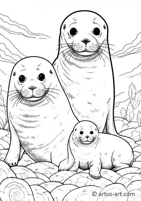Pagină de colorat cu foci pentru copii
